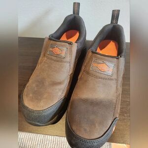 Merrell Brown and Orange Slip-On Loafers Rugged Design